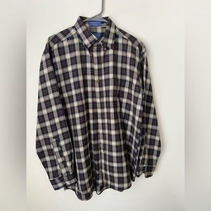 Vintage Med. Sir Pendleton Wool Long Sleeve Button Down (blue&tan)
